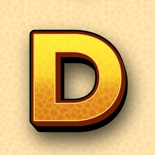 Stijlvolle 3D gele patroon effect vector letter D icoon om uw achtergronden te personaliseren