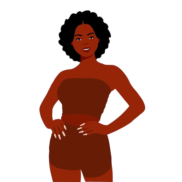 Stijlvolle afro zwarte vrouw in elegante kunststijl vector