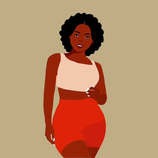 Stijlvolle afro zwarte vrouw in elegante kunststijl vector