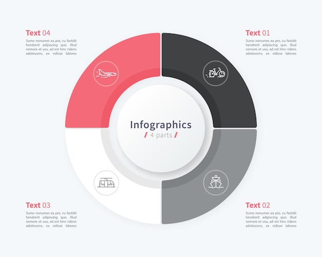 Stijlvolle cirkeldiagram cirkel infographic sjabloon