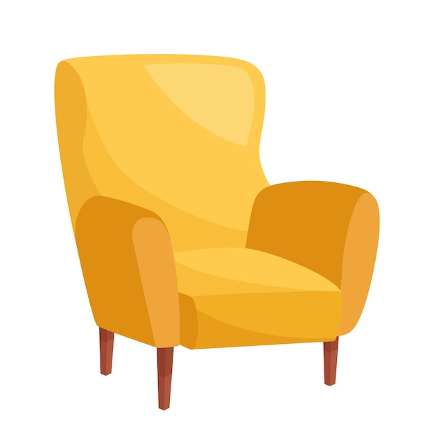 Stijlvolle gele fauteuil op witte achtergrond, vectorillustratie