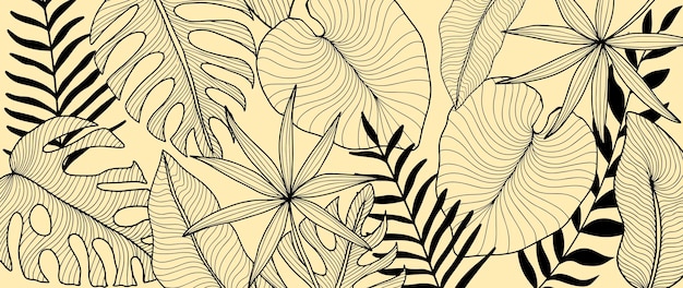 Stijlvolle minimalistische vector tropische achtergrond met palmbladeren monstera bladeren fern voor decor covers wallpapers