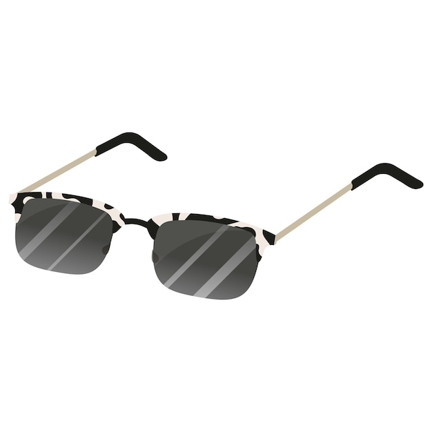 Stijlvolle zomerzonzonnebril met een bovenrand met hoornrand en donkere lenzen Modern ontwerp voor strandbrillen Oogbescherming tegen ultraviolette straling Gekleurde platte vectorillustratie