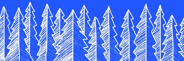 Stilering van een winterlandschap bos sneeuwval met de hand getekend