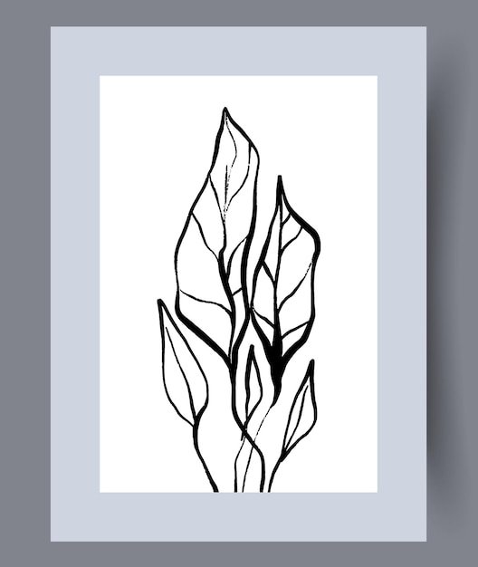 Vector still life leaves floral plant wall art print