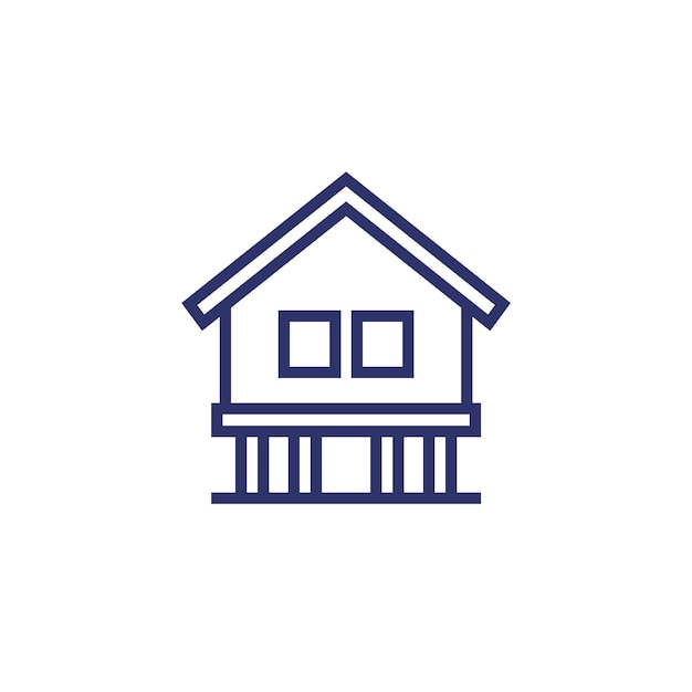 Stilt house line icon vector