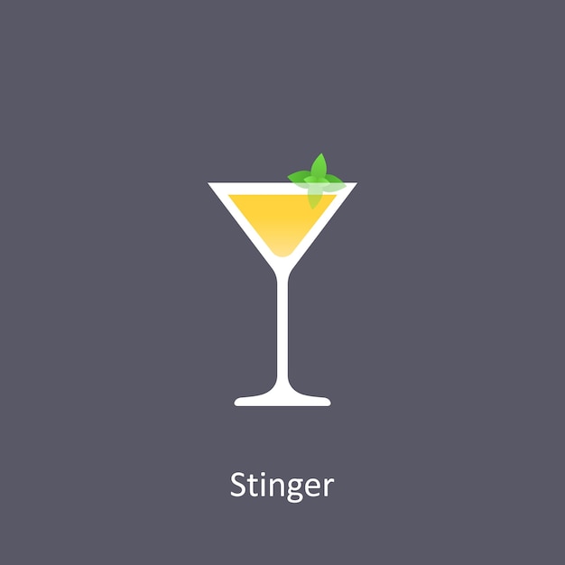 Stinger cocktail on dark background in flat style