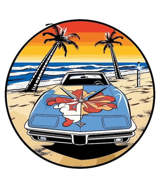 Stingray car illustration summer beach car illustration