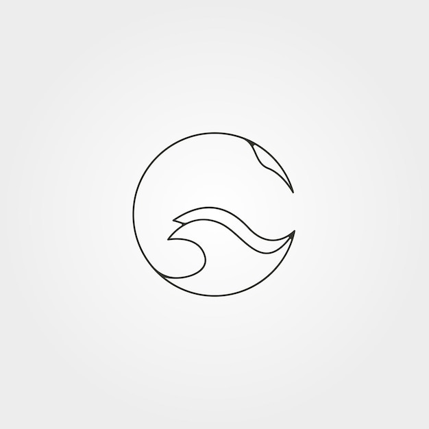 Скат круг логотип вектор линии искусства минималистский дизайн иллюстрации