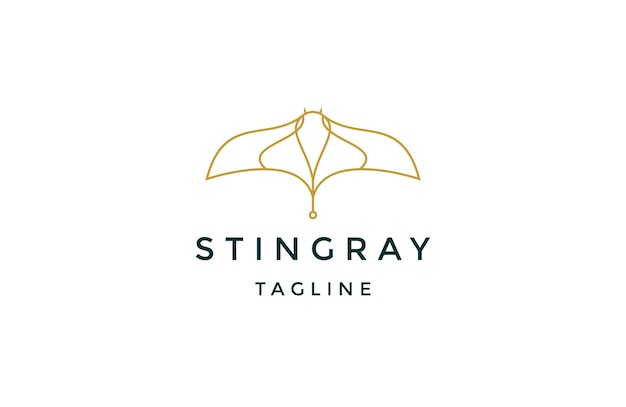 ライン アート デザイン テンプレート フラット ベクトルとスティングレイのロゴ