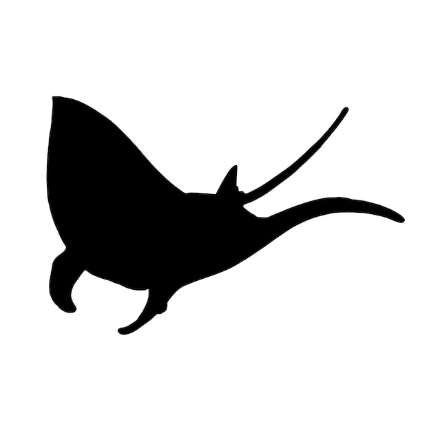 Vector stingray or manta ray black silhouette isolated on white background