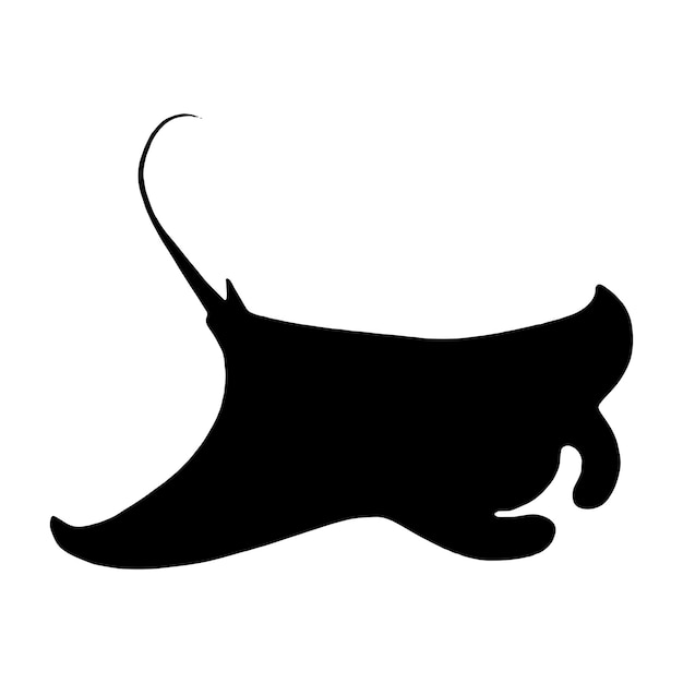 Vettore stingray o manta ray silhouette nera isolata su sfondo bianco
