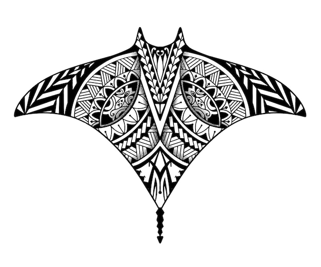 Vector stingray polynesian tattoo design aboriginal samoan style illustration eps10