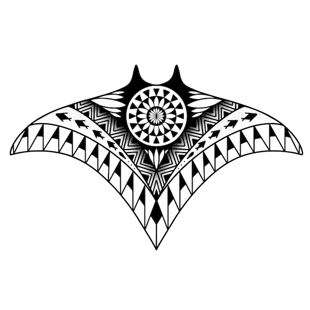 Vector stingray polynesische tattoo ontwerp aboriginal samoaanse stijl illustratie eps10