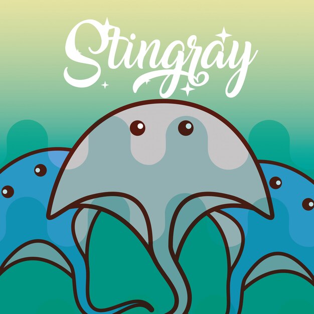 Cartone animato di vita di mare stingray