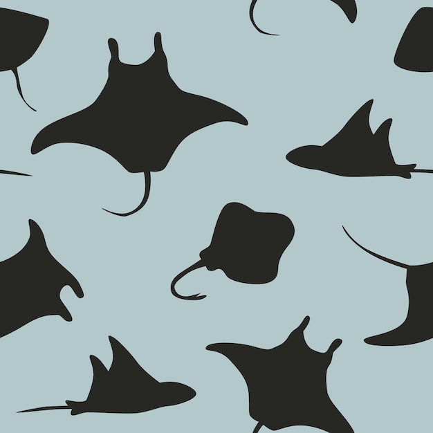 Vector stingray silhouette seamless patten vector