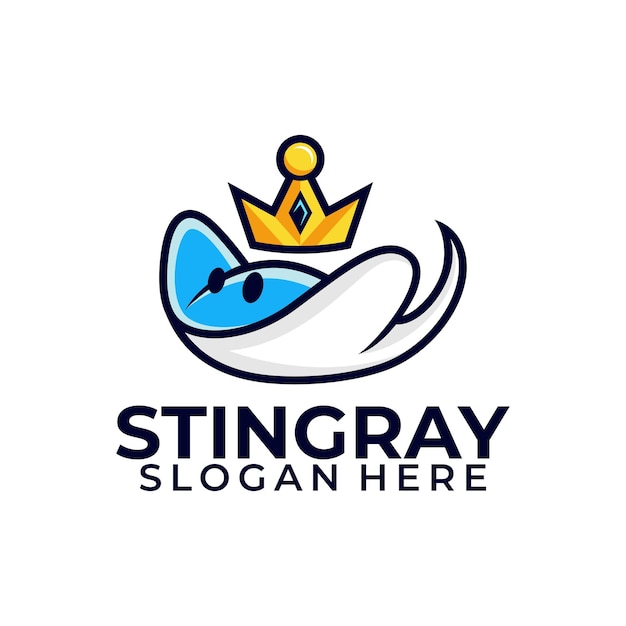 Stingray with crown vector illustration