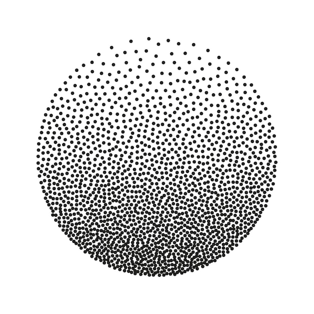 Vector stippel halftone kleurovergang cirkel vector zwart-wit textuur hand getekend gestippeld grijswaardeneffect