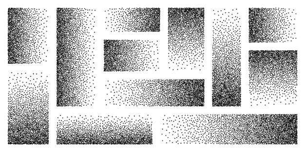 Vector stipple pattern dotted rectangular design elements stippling dotwork drawing shading using dots