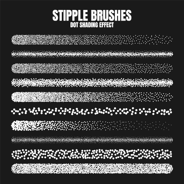 Vector stipple scatter brush ink drawing and texturing fading gradient stippling dotwork drawing shading