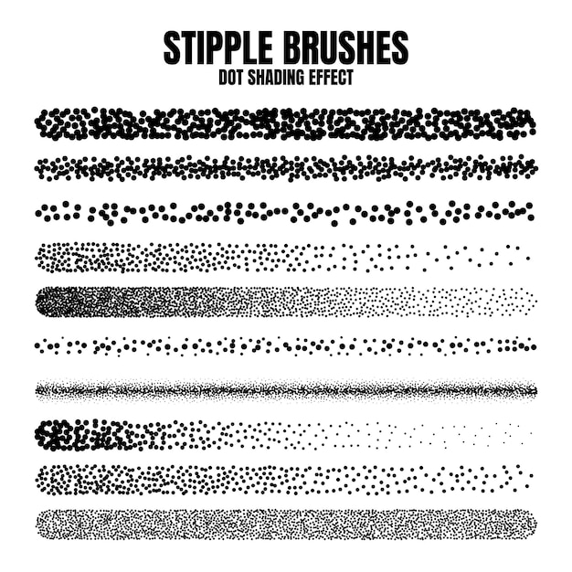 Stipple scatter penseel inkt tekenen en textureren vervaagende gradiënt stippeling dotwork tekenen schaduwen