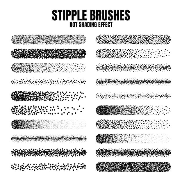 Stipple scatter penseel inkt tekenen en textureren vervaagende gradiënt stippeling dotwork tekenen schaduwen