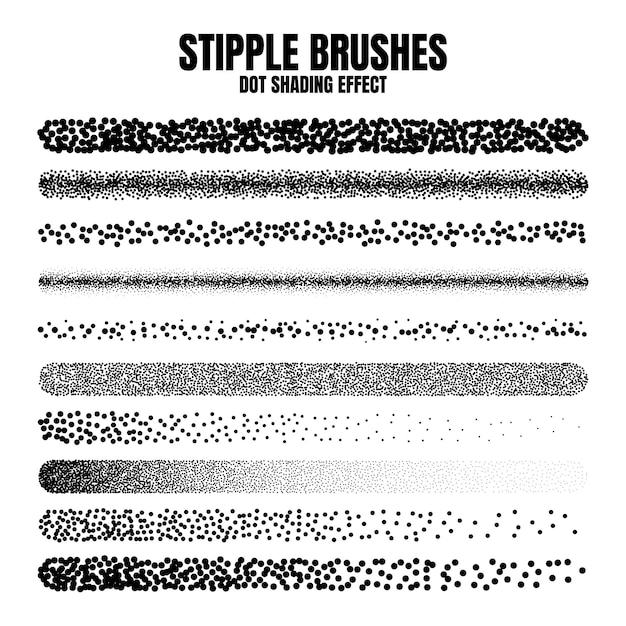 Stipple scatter penseel inkt tekenen en textureren vervaagende gradiënt stippeling dotwork tekenen schaduwen