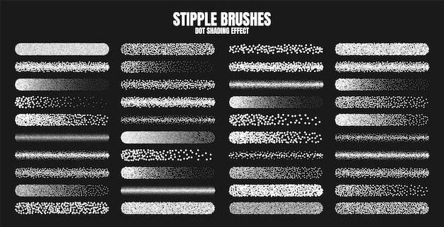 Stipple scatter penseel inkt tekenen en textureren vervaagende gradiënt stippling dotwork tekenen schaduwen