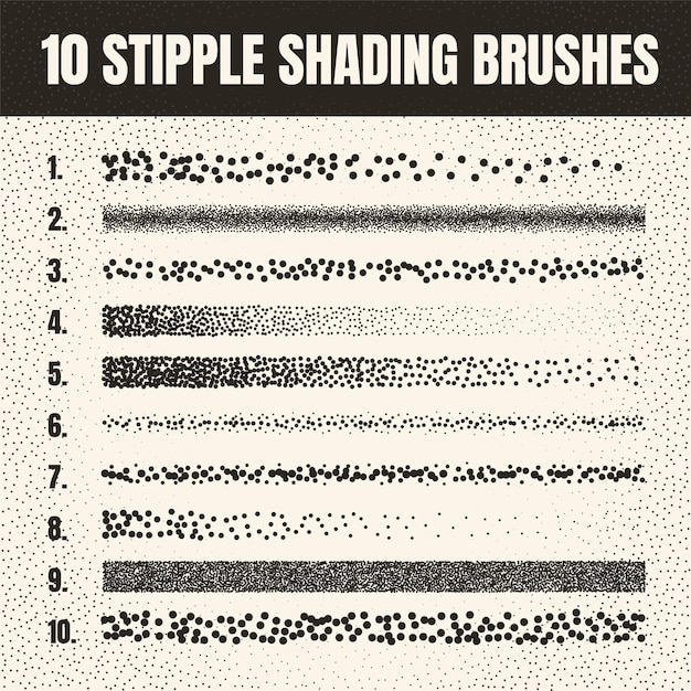 Stipple scatter penseel inkt tekenen en textureren vervaagende gradiënt stippling dotwork tekenen schaduwen
