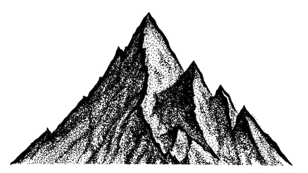 Vector stipple tekening van de bergpiek vector illustratie