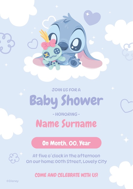 Stitch Baby Shower Invitation