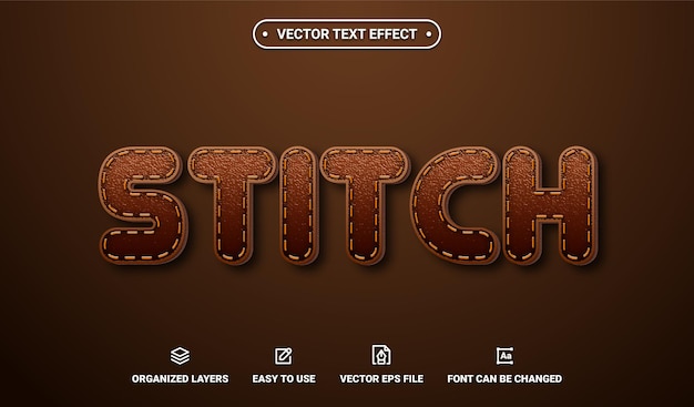 Vector stitch editable vector text effect