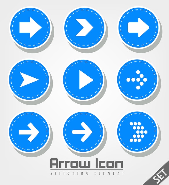 Vector stitched arrow icon flat design