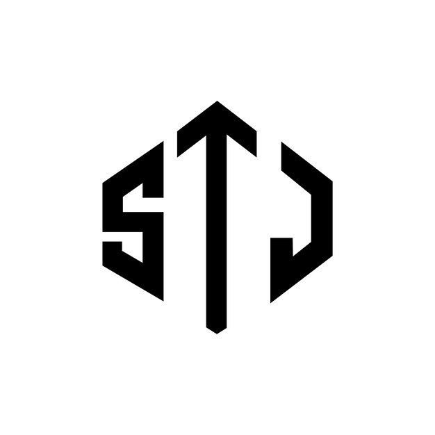 STJ letter logo ontwerp met veelhoek vorm STJ veelhoek en kubus vorm logo ontwerp STJ zeshoek vector logo sjabloon witte en zwarte kleuren STJ monogram bedrijf en vastgoed logo