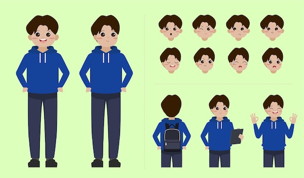 Vector stock of blue hoodie boy character