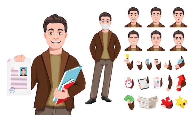 Vector stock of businessman cartoon character in flat style