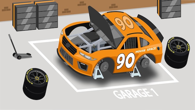 Vector stock car garage