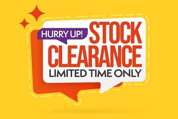 Stock clearance speech bubble sticker template