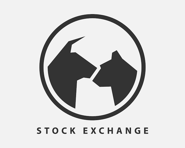 Stock exchange icon vector Bull and bear symbol trade and market