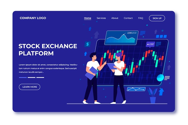 Stock exchange platform landing page