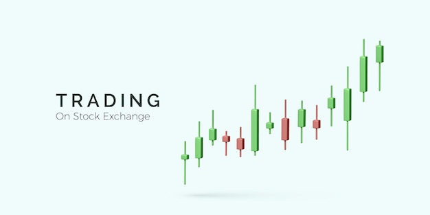 Stock exchange trading concept 3d candlestick diagram global trend in the stock and bond market