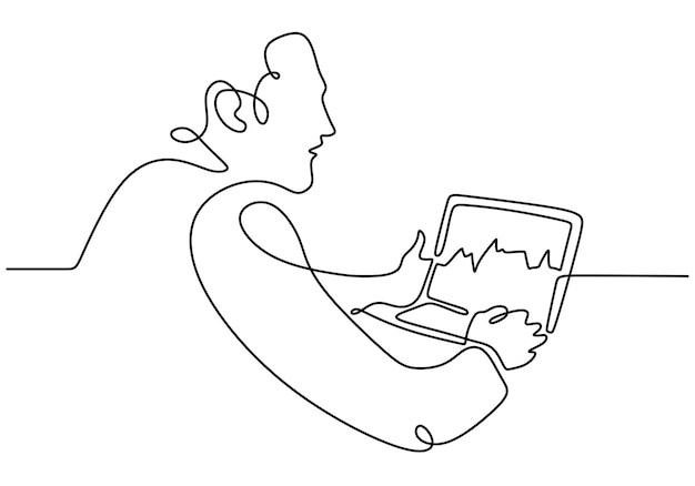 Stock finance one line drawing with graph