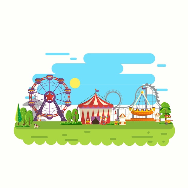 Vector stock illustratie van flat design circus en carnaval banners, headers, poster, achtergrond