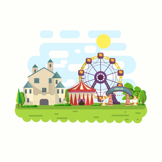 Stock Illustratie van Flat design circus en carnaval banners, headers, poster, achtergrond