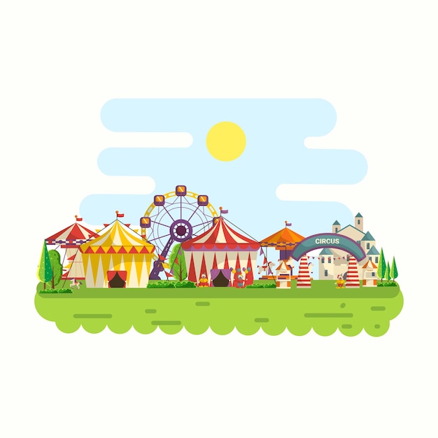 Stock Illustration of Flat design circus and carnival banners, headers, poster, background