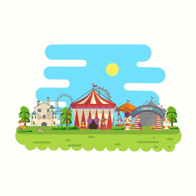 stock illustration of flat design circus and carnival banners, headers, poster, background