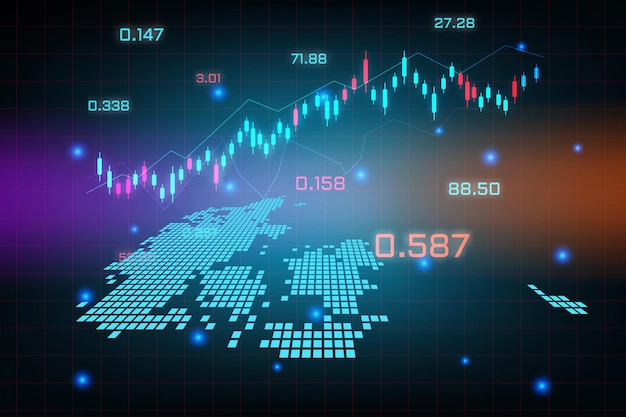 Stock market achtergrond of forex trading zakelijke grafiek grafiek voor financiële investering concept van denemarken kaart.