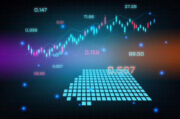 Stock market achtergrond of forex trading zakelijke grafiek grafiek voor financiële investering concept van equatoriaal-guinea kaart.