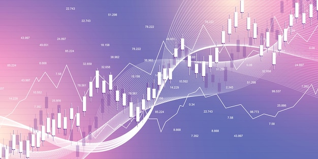 Фондовый рынок и биржа. диаграмма диаграммы палки свечки дела инвестиционной торговли фондового рынка. данные фондового рынка. бычья точка, тренд графика. векторная иллюстрация.