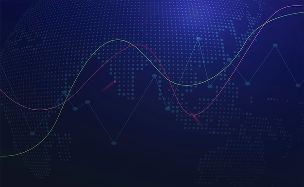 Sfondo del mercato azionario, grafico commerciale forex per il concetto di investimento finanziario. presentazione aziendale per il tuo design. tendenze economiche, idea di business e design dell'innovazione tecnologica. illustrazione vettoriale